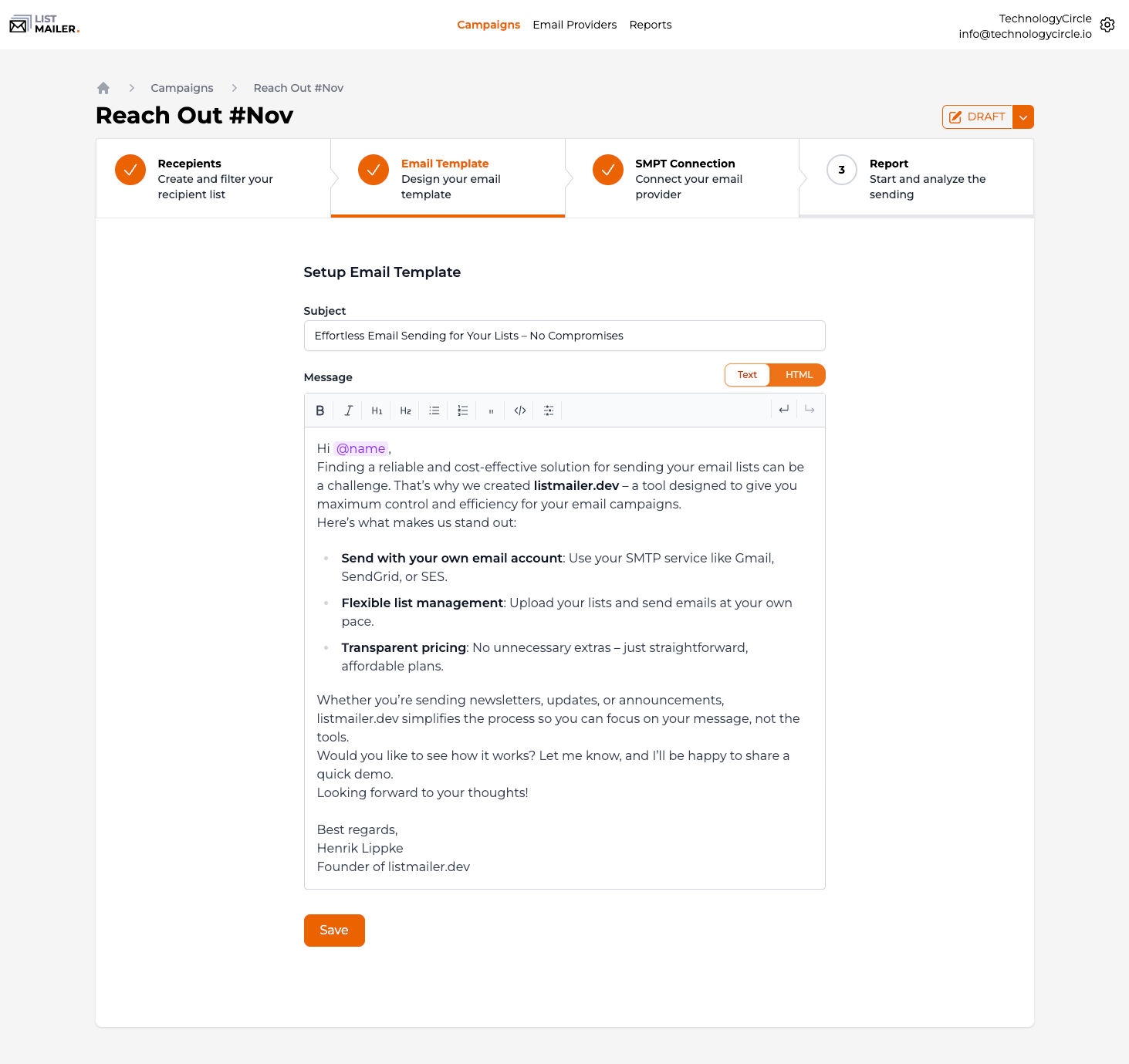 ListMailer screenshot